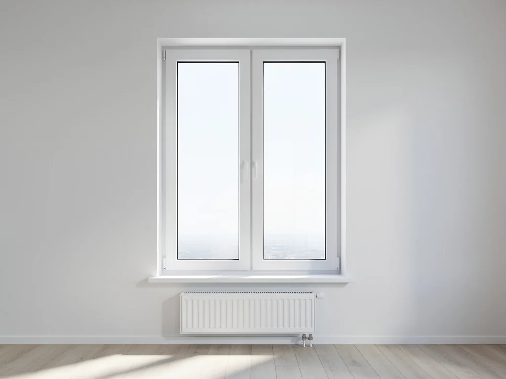Fenêtre PVC blanche à double vitrage posée dans un séjour lumineux